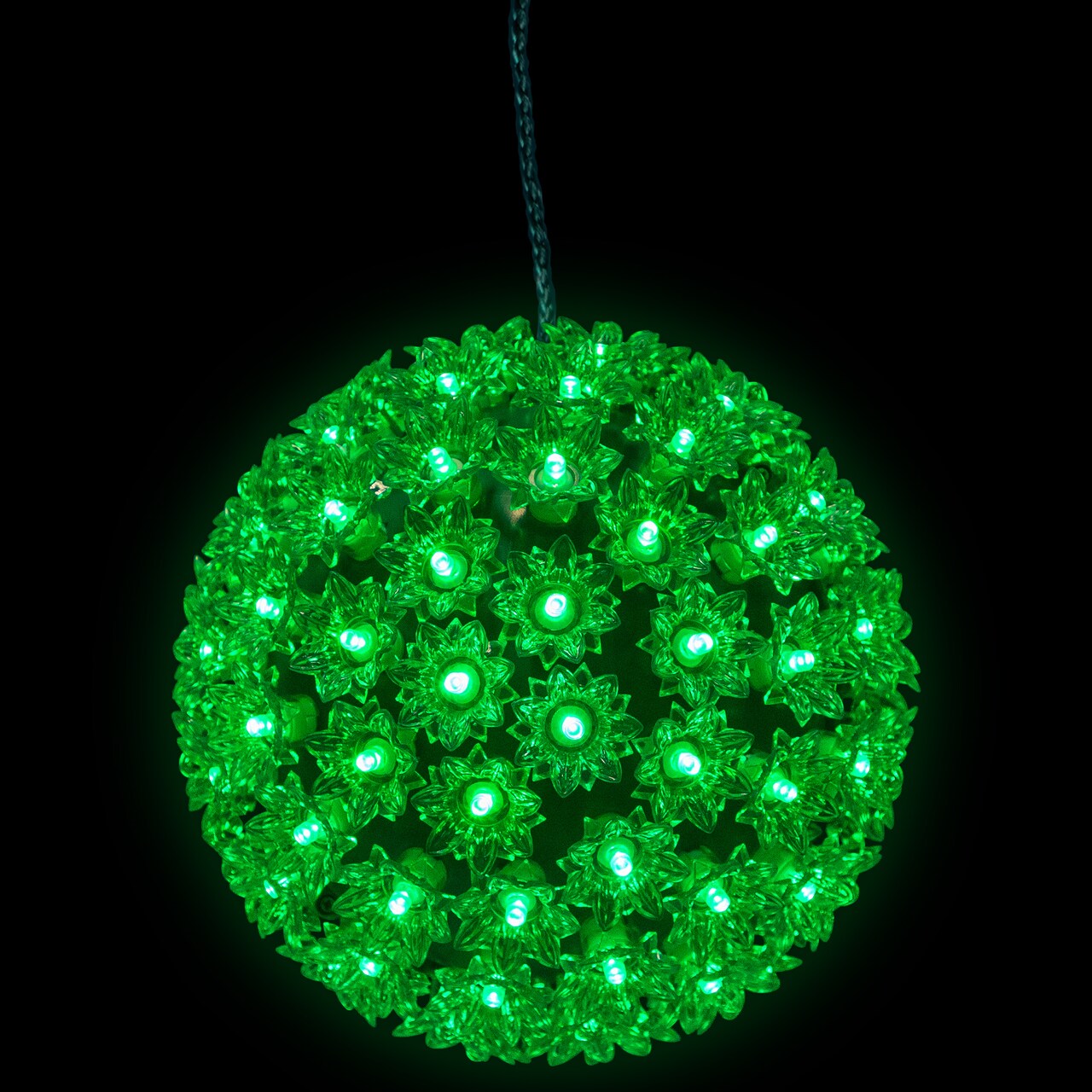Northlight LED Lighted Starlight Floral Sphere Outdoor Hanging Christmas Decoration- 7.5" - Green Lights